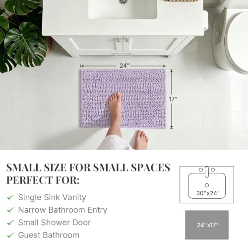 Bcoimo Small Bath Rug Mat,24x17 Extra Soft Chenille Lavender Bathroom Mats