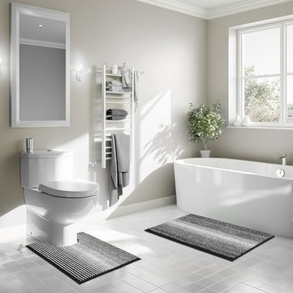 BSICPRO Bathroom Rugs Sets 2 Piece, 32"x20" + U-Shaped 24"x20", Black