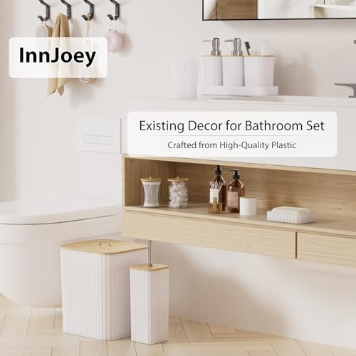 Bathroom Accessories Set - 10PC Bathroom Set, White Bathroom Set, Bathroom Accessories Set, Toilet Brush, Bathroom Trash Can & Soap Dispenser