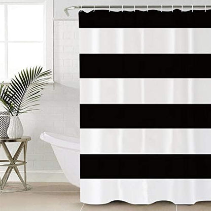 Shower Curtain Bathroom Set Minimalistic Black White Waterproof Shower Curtains with Grommets Hooks Chic Stripes Privacy Bath Curtain for Bathtub Decor 36x72in