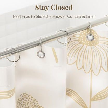 Bathway Shower Curtain Rings, Shower Curtain Hooks 12 Pcs Anti-Drop Shower Rings for Curtain, Brushed Nickel Shower Curtain Rings Rust Proof, Metal Shower Hooks for Shower Curtain Rod Bathroom