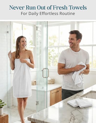 Casa Platino Large Bath Towel Set Absorbent Quick Dry 100% Cotton - White