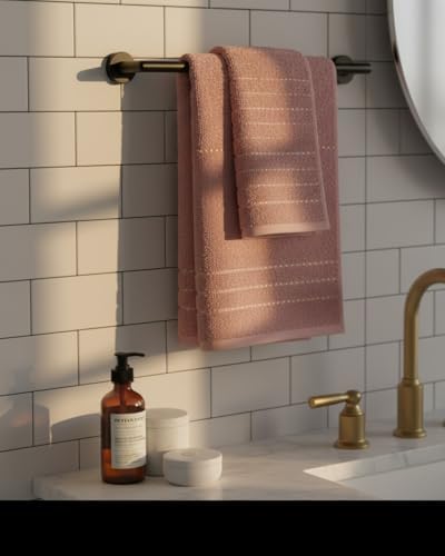 BIOLINEN Rose 6 Piece Towel Set, 2 Bath Towels 2 Hand Towels 2 Washcloths, 100% Cotton Soft Absorbent Towel Sets for Bathroom Home Gym Spa Travel