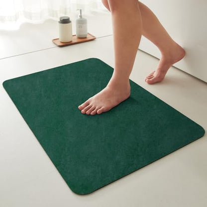 TYUU Thin Bath Mat, Small Bathroom Rugs Non Slip Washable, 16x24 Dark Green