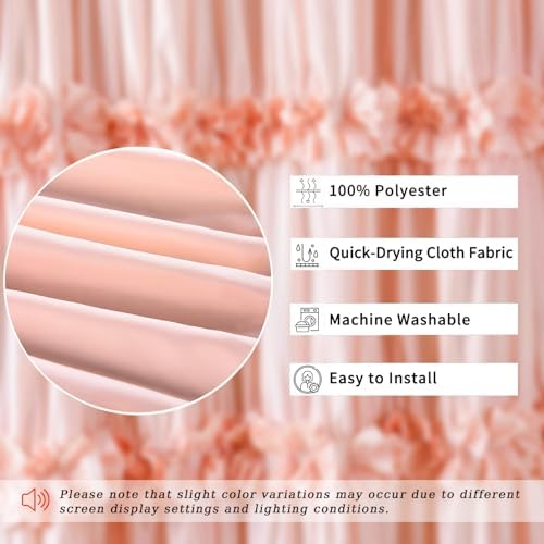 Homechoice Decor Peach Shower Curtain 2 Pack, 36" W x 72" H x 2 Panels