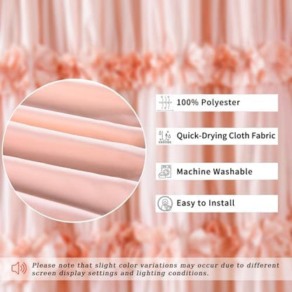 Homechoice Decor Peach Shower Curtain 2 Pack, 36" W x 72" H x 2 Panels