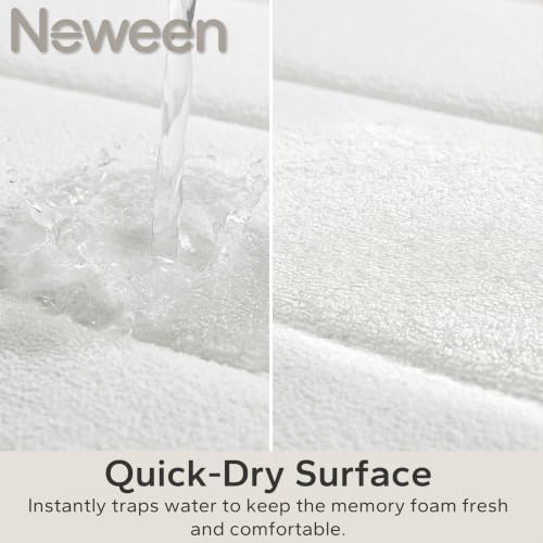 Neween Bathroom Rugs Set 2 Piece, Absorbent Memory Foam Bath Mat, White