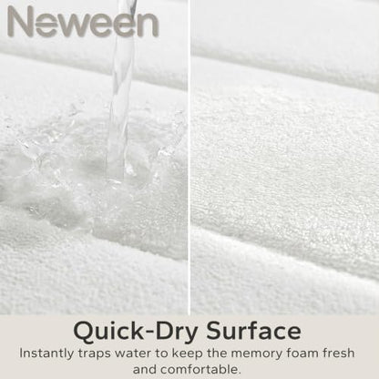 Neween Bathroom Rugs Set 3 Piece, Absorbent Memory Foam Bath Mat, White