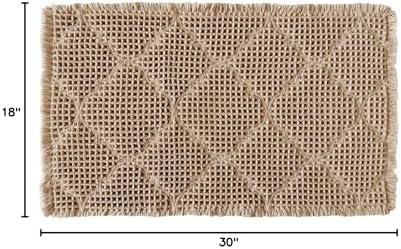 ZALL Tan Waffle Bath Mat,Super Absorbent Non Slip Bathroom Rug,Brown 18x30inch, Geometric Diamond Machine Washable Ultra Soft Floor Mats