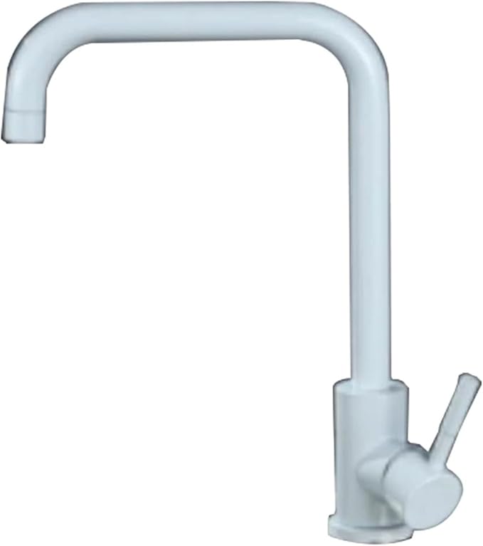Stainless Steel Black Kitchen Faucet 360° Swivel Deck Mount Mixer Tap Hot & Cold Water Modern Bathroom Vanity Crane for Stylish Sink Upgrade，White B