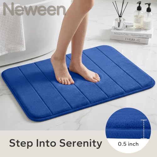 Neween Bathroom Rugs Set 2 Piece, Absorbent Memory Foam Bath Mat, Blue