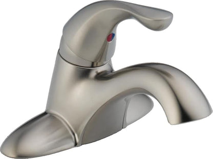 Delta Classic Centerset Brushed Nickel Bathroom Faucet, 4 Inch 3 Hole Bathroom Sink Faucet for Vanity, Metal Push-Pop Drain Assembly, Stainless 520-SSMPU-DST