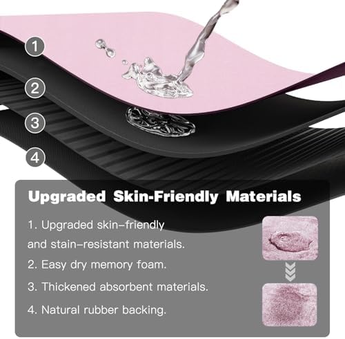 TYUU Thin Bath Mat, Bathroom Rugs Non Slip Washable, 20x48 Pink
