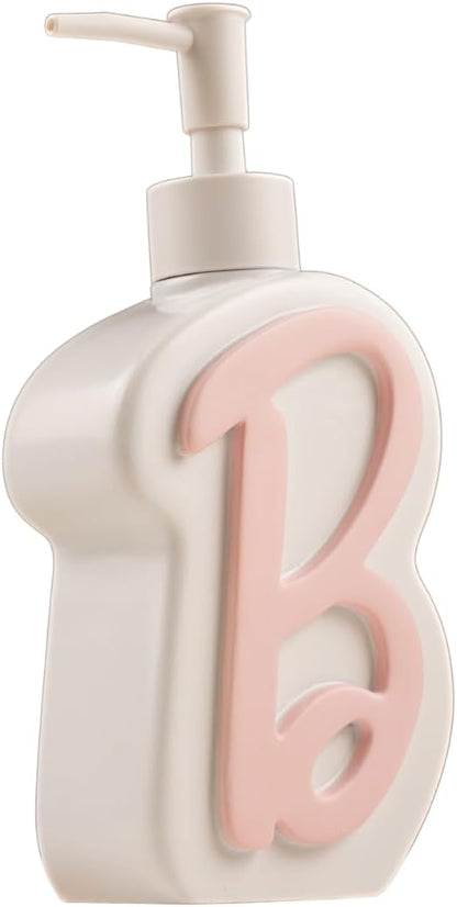 Collectibles Barbie Light Pink B Monogram Soap/Lotion/Hand Sanitizer Resin Pump Dispenser, 11.69 Ounces, (Officially Licensed Product) By Franco