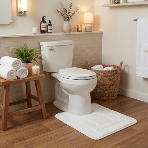GRANNY SAYS White U Shaped Toilet Rug 20" x 24", Non-Slip Bath Mat