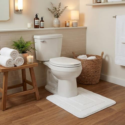 GRANNY SAYS White U Shaped Toilet Rug 20" x 24", Non-Slip Bath Mat