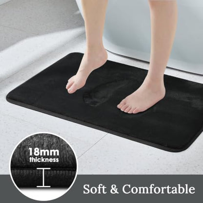 HUXMEYSON 3-Piece Memory Foam Bathroom Rug Set, Black
