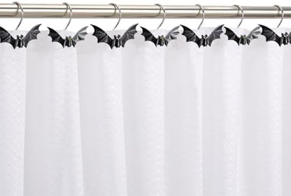 CHICTIE Halloween Shower Curtain Hooks, Cute Bat Decorative Shower Rings for Shower Curtains Rods,Set of 12 Black Shower Hooks Hangers Rust-Resistant Babys Girls Room Bathroom