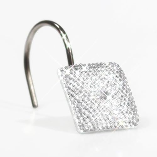Clear Bling Shower Curtain Hooks: Christmas Bathroom Curtain Rings, 12Pcs