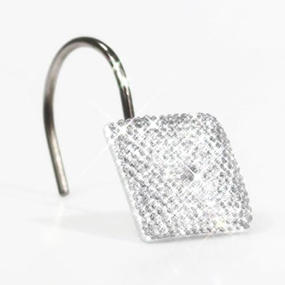Clear Bling Shower Curtain Hooks: Christmas Bathroom Curtain Rings, 12Pcs