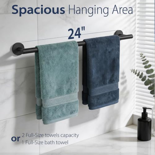 24 Inch Black Towel Bar for Bathroom Wall Mounted,SUS304 Stainless Steel