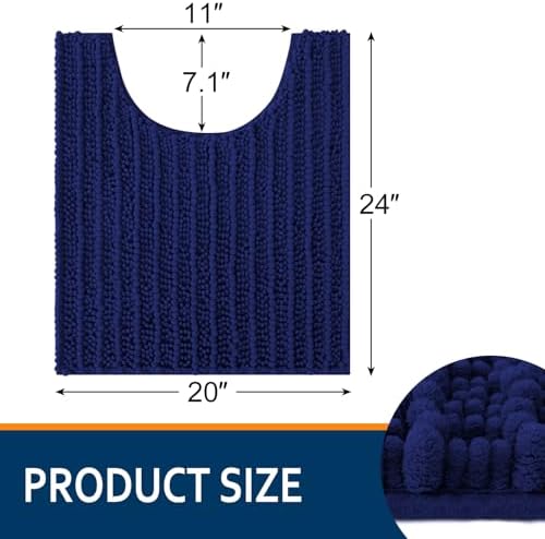 Smiry Bathroom Toilet Rugs U Shaped 24X20, Chenille Bath mats for Toilet