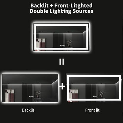 LOAAO 60"X36" LED Bathroom Mirror with Lights, UL Listed