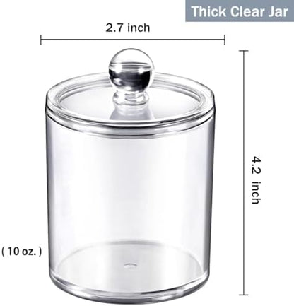 SheeChung 2 Pack Acrylic Qtip Holder with Labels, Qtip Jars for Bathroom