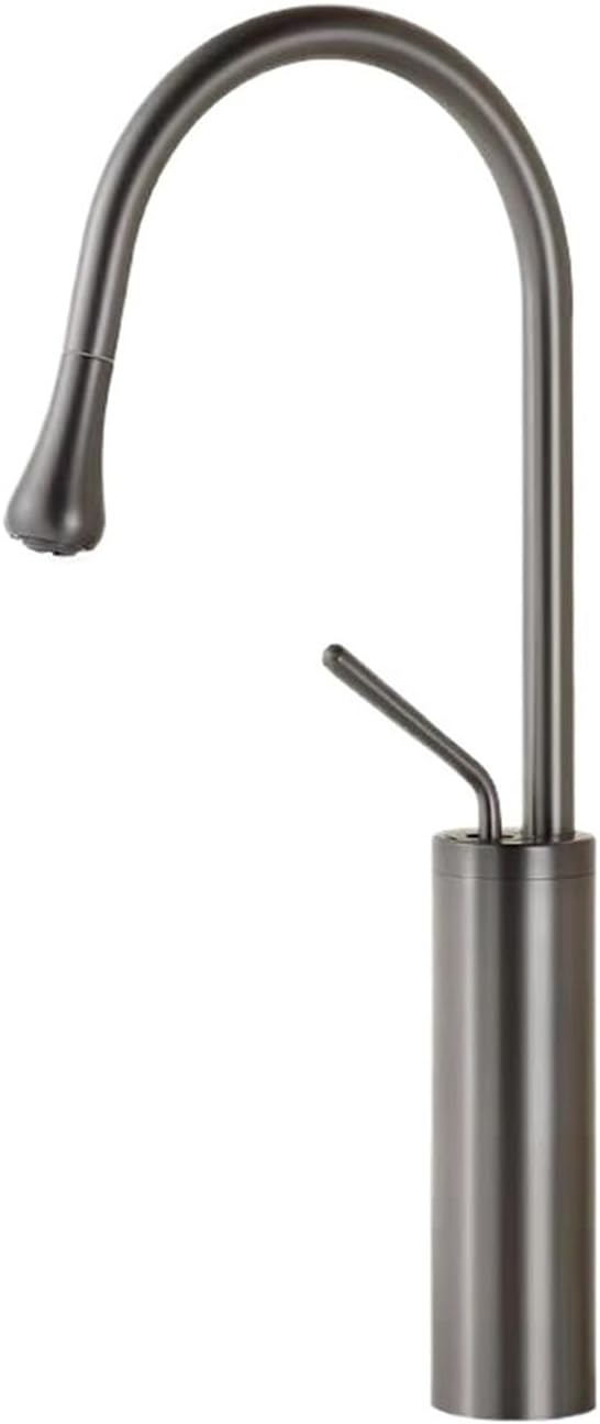 Modern Basin Faucet Brushed Gold Black Silver Faucet Deck Mounted Basin Sink Tap Mixer Hot Cold Brass Tap for Bathroom(Gun Grey Tall)