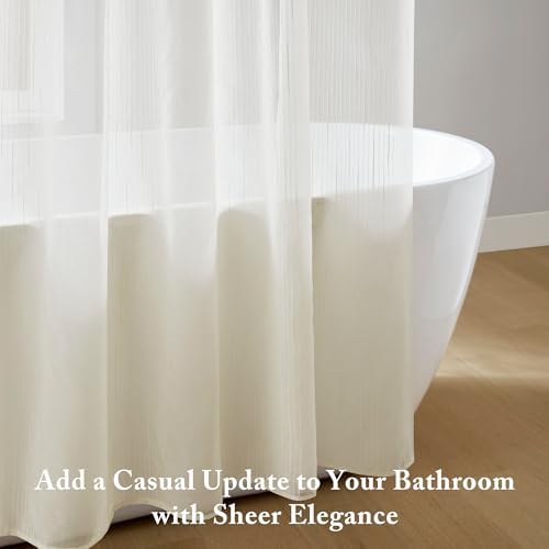 Madison Park Anna Extra Long Shower Curtain for Bathroom, 72 x 84, Ivory