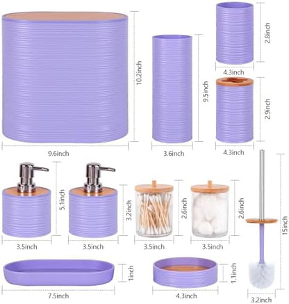 10 PCS Purple Bathroom Accessories Set with Trash Can Bathroom Accessory