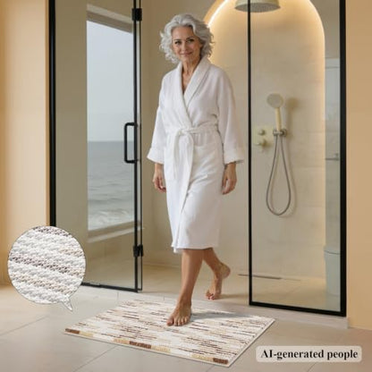 BSICPRO Bathroom Rugs Sets 2 Piece, Modern Bath Mat 20"x32"+16"x24", Beige
