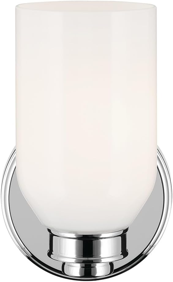 Kichler Shae 5" 1-Light Wall Sconce with White Opal Glass in Chrome, Modern, for Vanity, Fireplace, Buffet, Hallway, Vanity Mirror, (8.25" H x 5" W), 55200CH