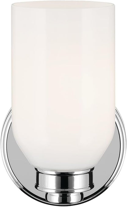 Kichler Shae 5" 1-Light Wall Sconce with White Opal Glass in Chrome, Modern, for Vanity, Fireplace, Buffet, Hallway, Vanity Mirror, (8.25" H x 5" W), 55200CH