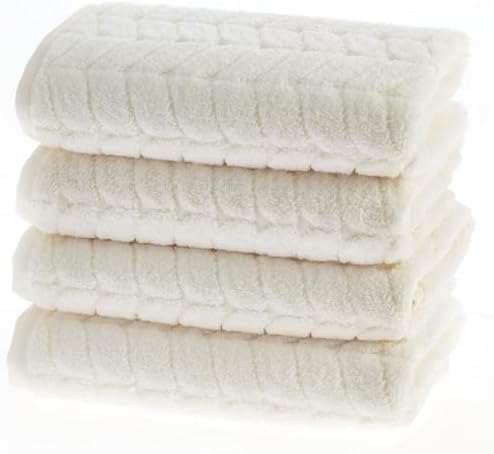 BAGNO MILANO Turkish Cotton Bath Towels, Hand Towels - Soft Plush Jacquard Collection - Highly Absorbent Towel Set (Cream, 4 Pcs Hand Towel Set)