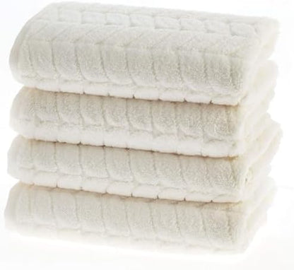 BAGNO MILANO Turkish Cotton Bath Towels, Hand Towels - Soft Plush Jacquard Collection - Highly Absorbent Towel Set (Cream, 4 Pcs Hand Towel Set)