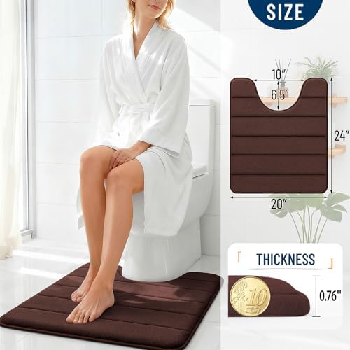 OLANLY Memory Foam Toilet Rugs U Shaped 24x20, Super Soft and Absorbent