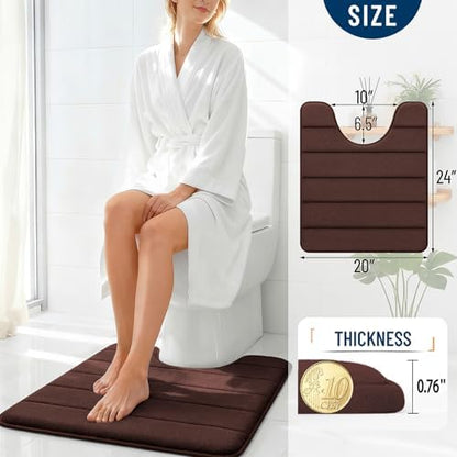 OLANLY Memory Foam Toilet Rugs U Shaped 24x20, Super Soft and Absorbent