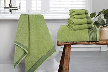 Belizzi Home 100% Cotton Ultra Soft 6 Pack Towel Set, Contains 2 Bath Towels 28x55 inchs, 2 Hand Towels 16x24 inchs & 2 Washcloths 12x12 inchs, Compact Lightweight & Highly Absorbant - Kiwi Green