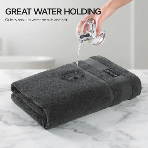 REDKISS 2 Pack Bath Towels Large 32x63 Inches, Heavyweight 760G - Dark Gray