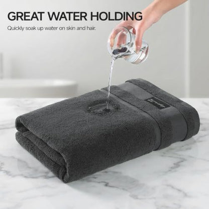 REDKISS 2 Pack Bath Towels Large 32x63 Inches, Heavyweight 760G - Dark Gray