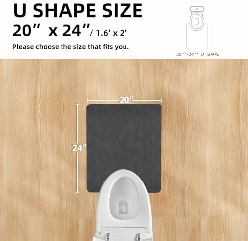 TYUU Thin Toilet Rug, Bathroom Rugs Non Slip, 20x24 U Shape Dark Grey