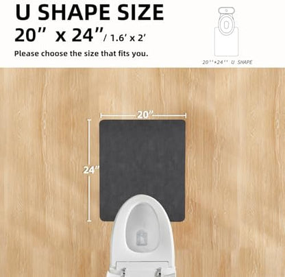 TYUU Thin Toilet Rug, Bathroom Rugs Non Slip, 20x24 U Shape Dark Grey