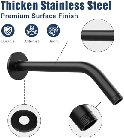 Shower Arm with Flange, 6 Inch, Matte Black