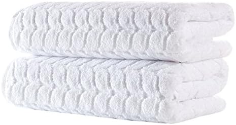 BAGNO MILANO Turkish Cotton Bath Towels, Hand Towels - Soft Plush Jacquard Collection Luxury Towels Set (White, Towel Set of 6)