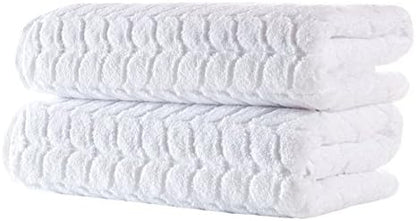 BAGNO MILANO Turkish Cotton Bath Towels, Hand Towels - Soft Plush Jacquard Collection Luxury Towels Set (White, Towel Set of 6)