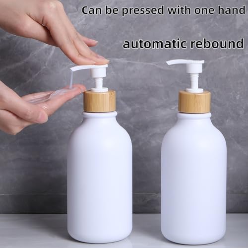 Matte White Bathroom Accessories Set 9PCS,Bamboo Bathroom Accessories Sets Complete with Trash Can,Soap Dispenser and Toothbrush Holder Set,Toilet Brush,Qtip Holder,Vanity Tray,Soap Dish