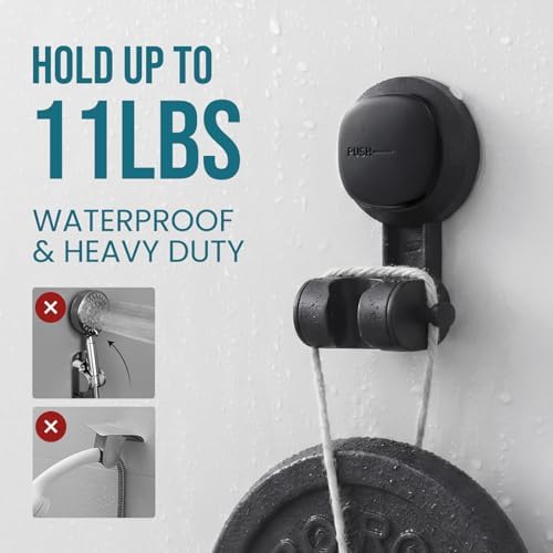 TAILI Shower Head Holder Suction,Visible Safety,with Hooks,Black