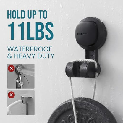 TAILI Shower Head Holder Suction,Visible Safety,with Hooks,Black