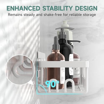Veken Shower Caddy 3-Pack, Advanced Rustproof Design, No Drilling Adhesive Shelves, Rack with Soap Holder, Large Capacity Bathroom Organizers and Storage, Wall-Mounted Kitchen & Home Decor, White